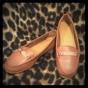 Coach Tan Leather Loafers with Silver Detail
